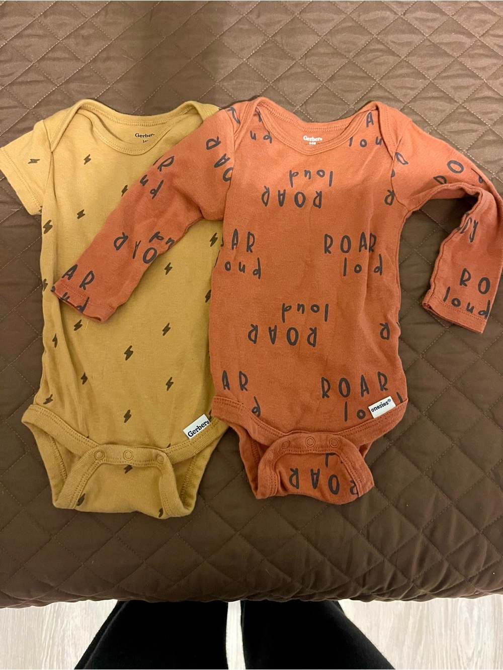 Gerber Baby One-Piece Bodysuits in Mustard and Rust